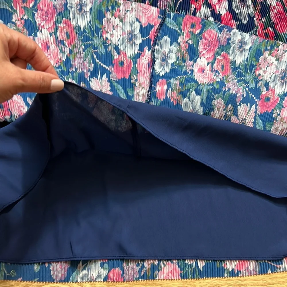 Adrianna Papell floral pleated tiered layers midi dress size 6P - Picture 13 of 16